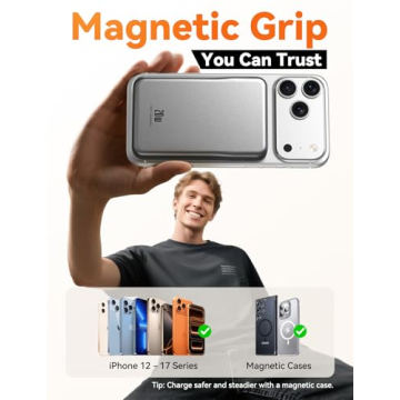 Magnetic Portable Charger, 10000mAh Power Bank, 20W Fast Charging for Magsafe Battery Pack, Travel E...