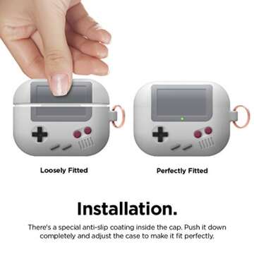 elago AW5 Compatible with Airpods Pro Case, Classic Handheld Game Console Design Case with Keychain, Durable Silicone Construction, MagSafe Compatible [US Patent Registered] [Light Grey]