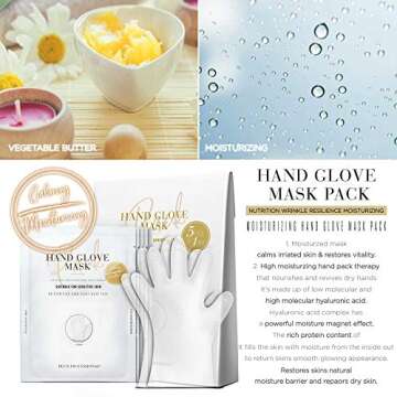 DLUX PROFESSIONAL Hand Masks - Moisturizing Fragrant Hand Mask Gloves, Protein Rich Moisturizing Gloves For Dry Skin, Single Use