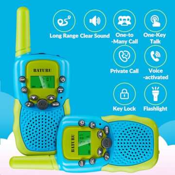 BATURU Walkie Talkies for Kids, Kids Walkie Talkies 2 Pack, Walkie Talkies Christmas Toys Gifts for 4 5 6 7 8 9 10 Year Old, Stocking Stuffers for Kids Boys Girls Toddlers (2 Pack-Blue)