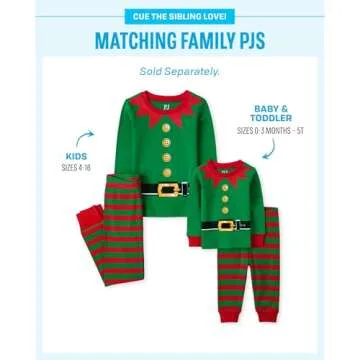 The Children's Place baby girls Family Matching Christmas Holiday Sets, Snug Fit 100% Cotton, Adult, Big Kid, Toddler, Pajama Set, Elf Suit, 0-3 Months US
