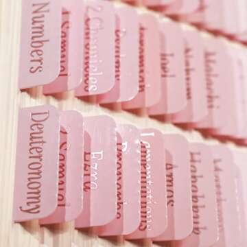 Bible Tabs for Bible Journaling Supplies, Pink Bible Tabs for Women and Girls, Laminated Rose Gold L...