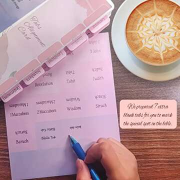 Bible Tabs for Bible Journaling Supplies, Pink Bible Tabs for Women and Girls, Laminated Rose Gold Large Print Bible Index Tabs Old and New Testament for Bible Study.