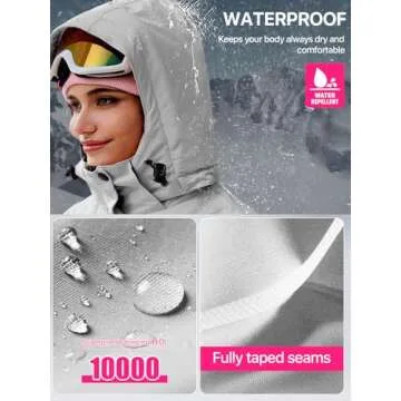 FREE SOLDIER Women's Waterproof Ski Snow Jacket Fleece Lined Warm Winter Rain Jacket with Hood Fully Taped Seams(Light Gray,L)