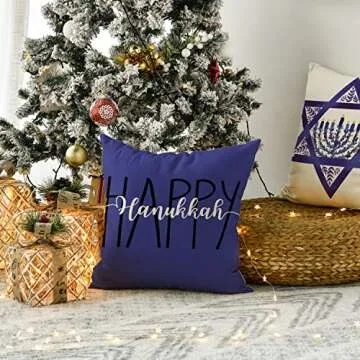 AVOIN Merry Christmas Happy Hanukkah Pillow Covers Set of 4