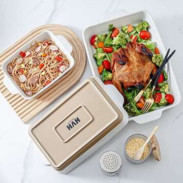 HVH Baking Dish Set, 9x13 Baking Dish, Large Casserole Dish Set, Ceramic Lasagne Pan Deep, Baking Di...