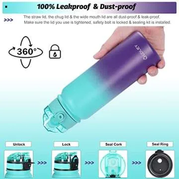 Oldley Insulated Water Bottle with Straw 20oz Stainless Steel Water Bottles with 3 lids Double-Wall Vacuum Thermal for Kids Adults School Sports, A-Green-purple
