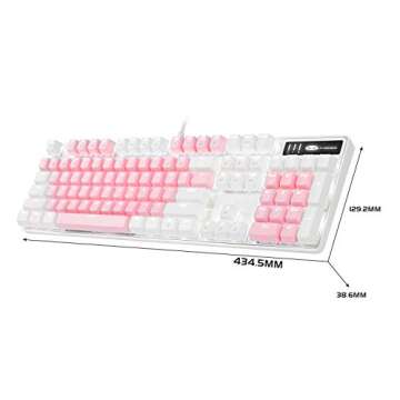 MageGee Mechanical Gaming Keyboard, New Upgraded Blue Switch 104 Keys White Backlit Keyboards, USB W...