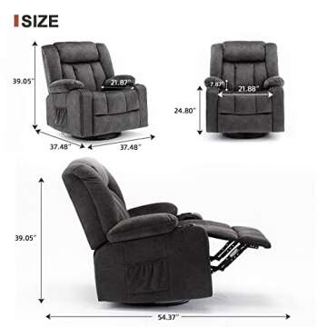 COMHOMA Recliner Chair Massage Rocker with Heated 360 Degree Swivel Lazy Boy Recliner Single Sofa Se...