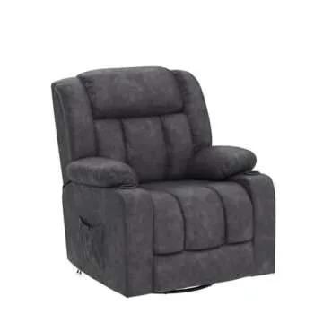 COMHOMA Recliner Chair Massage Rocker with Heated 360 Degree Swivel Lazy Boy Recliner Single Sofa Seat with Cup Holders for Living Room (Gray)