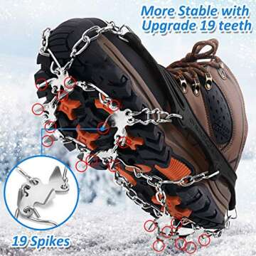 WIN.MAX Crampons for Shoes, Traction Cleats Ice Snow Grips with 19 Stainless Steel Spikes, Shoe Talo...
