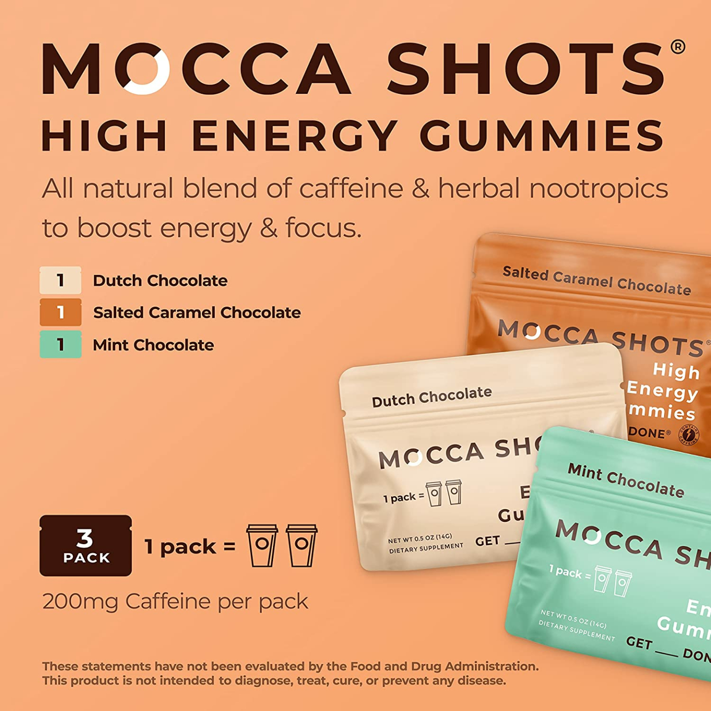 Caffeine Energy Chew 3-Pack: Vegan Energy Gummies