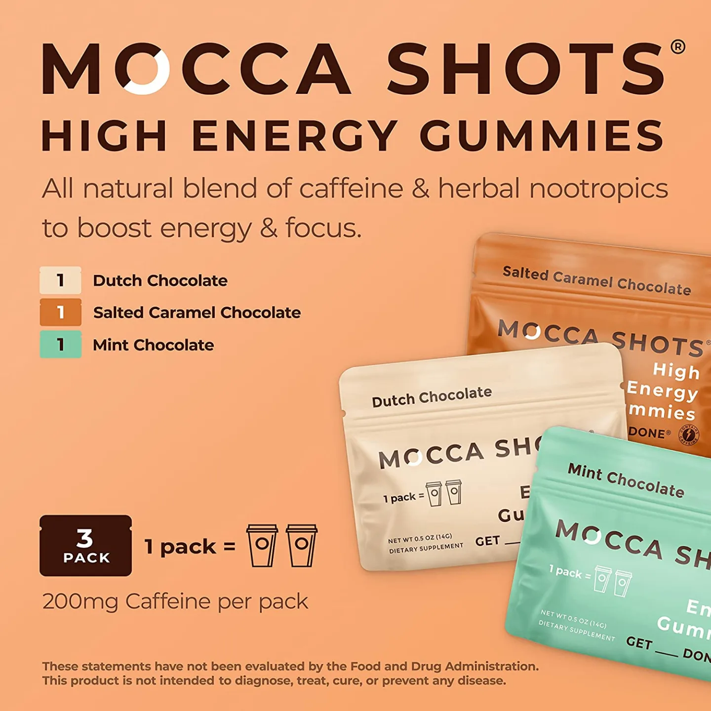 Caffeine Energy Chew 3-Pack: Vegan Energy Gummies