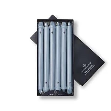 Colonial Candle Unscented Coastal Blue Taper Candles - 12 Pack