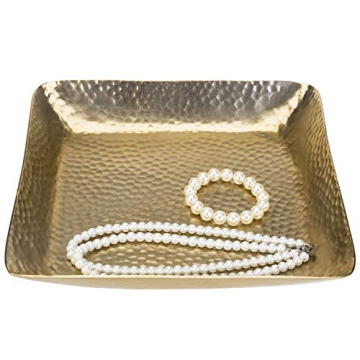Antique Brass Hammered Decorative Tray for Home and Gifts