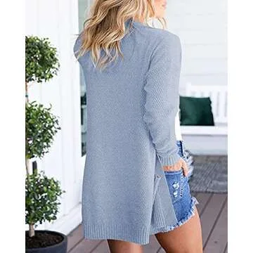 Fashionable PIIRESO Women's Open Front Waffle Cardigan Sweater