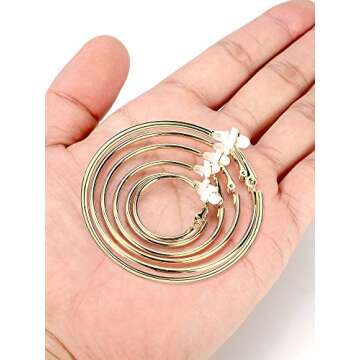 Sumind 6 Pairs Clip on Hoop Earrings Hoop Gold Earrings Non Piercing Earrings Set for Women, 6 Sizes