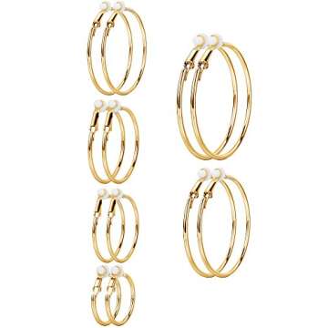 Sumind 6 Pairs Clip on Hoop Earrings Hoop Gold Earrings Non Piercing Earrings Set for Women, 6 Sizes