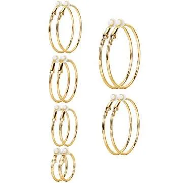 Sumind 6 Pairs Clip on Hoop Earrings Hoop Gold Earrings Non Piercing Earrings Set for Women, 6 Sizes
