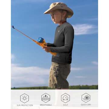 Boys UPF 50+ Long Sleeve Swim Shirt for Kids