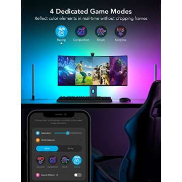Govee LED Strip Lights(55'') & Gaming Light Bars(17'') with Camera, Smart DreamView G1 Pro Gaming Lights for 24"-32" PC with Color-Match Video, Music Sync & 42 Scene Modes Specially Built for Gamers