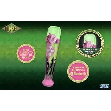 eKids Wicked Karaoke Microphone for Kids, Bluetooth Microphone Includes Built-in Music and Light Sho...