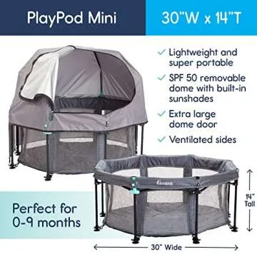 hiccapop MiniPod Baby Dome for On the Go | Travel Baby Tent for Beach Protects from Sun, Wind, Bugs | Lightweight Portable Baby Bed, Baby Beach Tent for Baby | On the Go Baby Dome for Outside & Inside