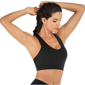 RUNNING GIRL Sports Bra for Women, Criss-Cross Back Padded Strappy Sports Bras Medium Support Yoga Bra with Removable Cups A-Black
