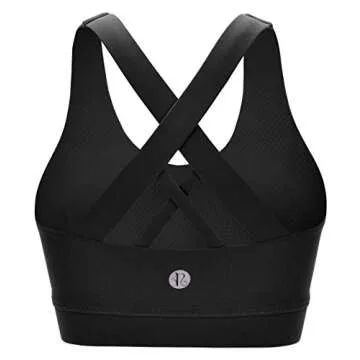 RUNNING GIRL Sports Bra for Women, Criss-Cross Back Padded Strappy Sports Bras Medium Support Yoga Bra with Removable Cups A-Black
