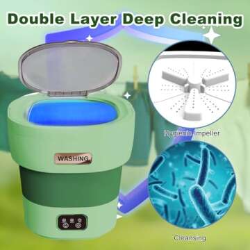 Mini Portable Washing Machine Small - 18L 60W Portable Mini Washing Machine with Spin, Mini Lavadora...
