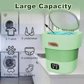Mini Portable Washing Machine Small - 18L 60W Portable Mini Washing Machine with Spin, Mini Lavadora Portatil Washer Foldable, Small Washing Machine Portable Used for Travel [2024 Clean S+] Green