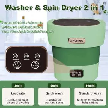 Mini Portable Washing Machine Small - 18L 60W Portable Mini Washing Machine with Spin, Mini Lavadora Portatil Washer Foldable, Small Washing Machine Portable Used for Travel [2024 Clean S+] Green
