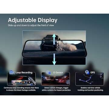 pelsee P10 2.5K Rear View Mirror Camera, 10'' Mirror Dash Cam Smart Driving Assistant with ADAS & BSD, Front & Rear Camera for Cars Trucks, Night Vision, Voice Control, Parking Mode, 32GB Card & GPS