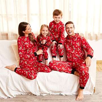PATPAT Family Christmas Pajamas Matching Set Xmas Holiday Zip Up One Piece PJs Hooded Women Men Kid ...