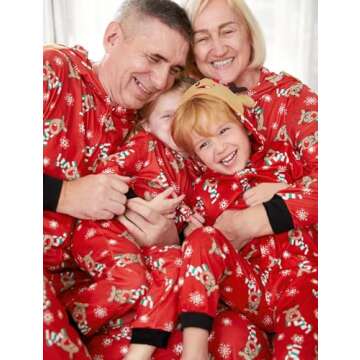 PATPAT Family Christmas Pajamas Matching Set Xmas Holiday Zip Up One Piece PJs Hooded Women Men Kid Baby Sleepwear Red Men XL