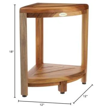 EcoDecors Snazzy Corner Waterproof Teak Shower Stool