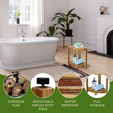 EcoDecors Snazzy Corner Waterproof Teak Shower Stool