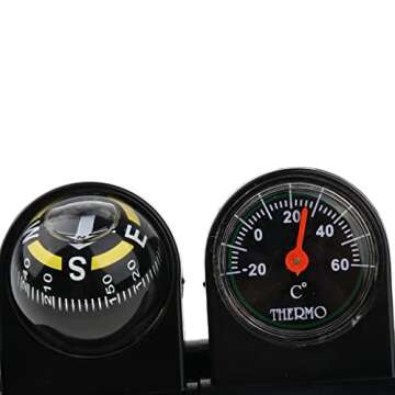 JicSuXi 2x2 in 1 Removable Car Compass and Thermometer Van Truck Vehicle Boat, Black, 2