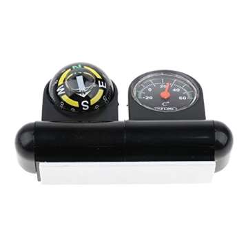 JicSuXi 2x2 in 1 Removable Car Compass and Thermometer Van Truck Vehicle Boat, Black, 2