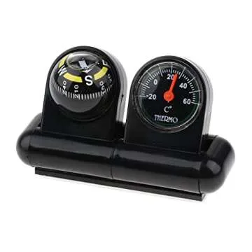 JicSuXi 2x2 in 1 Removable Car Compass and Thermometer Van Truck Vehicle Boat, Black, 2