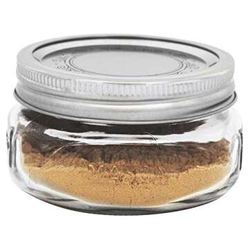 Ball FBA_61162 Collection Elite Half Pint, Wide Mouth, Set of 4, 4 Count (Pack of 1), Brushed Silver Lid, Clear Jar