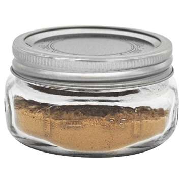 Ball FBA_61162 Collection Elite Half Pint, Wide Mouth, Set of 4, 4 Count (Pack of 1), Brushed Silver Lid, Clear Jar