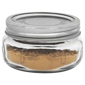 Ball FBA_61162 Collection Elite Half Pint, Wide Mouth, Set of 4, 4 Count (Pack of 1), Brushed Silver Lid, Clear Jar