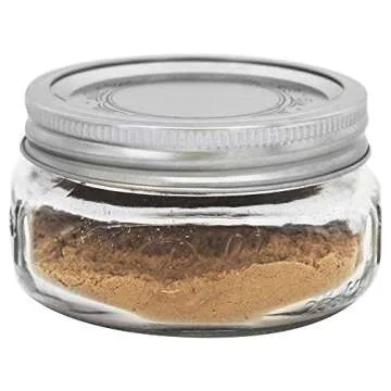 Ball FBA_61162 Collection Elite Half Pint, Wide Mouth, Set of 4, 4 Count (Pack of 1), Brushed Silver Lid, Clear Jar