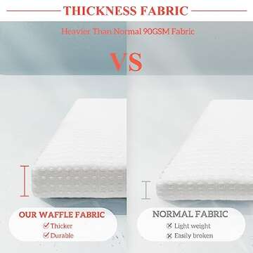 Barossa Design Waffle Weave White Shower Curtain Hotel Luxury Quality, Fabric Shower Curtains for Ba...