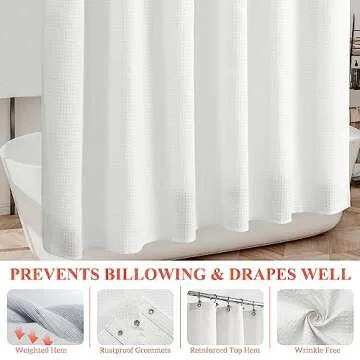 Luxury Waffle Weave Shower Curtain Water Resistant Design