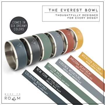 MADE TO ROAM Premium Everest Bowl - Stainless Steel Double-Walled Vacuum-Insulated Dog Bowl with Non-Slip Grip (Oregon Haze, 64oz)