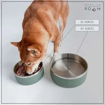 MADE TO ROAM Premium Everest Bowl - Stainless Steel Double-Walled Vacuum-Insulated Dog Bowl with Non-Slip Grip (Oregon Haze, 64oz)