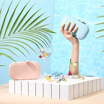 Vlando Small Tassels Travel Accessories Jewelry Box/Bag, Gift Box Packing (Pink)