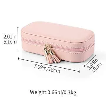 VLANDO Small Travel Jewelry Box with Tassels (Pink)